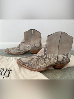 Kemo Sabe Snake Skin and Suede Ankle Booties -never worn outside! Handmade in TX